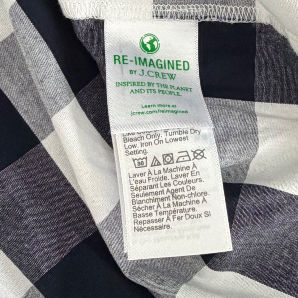 NEW J. Crew Gingham One Shoulder Ruffle Top Black White Cotton Stretch 12 NWT - Picture 10 of 15